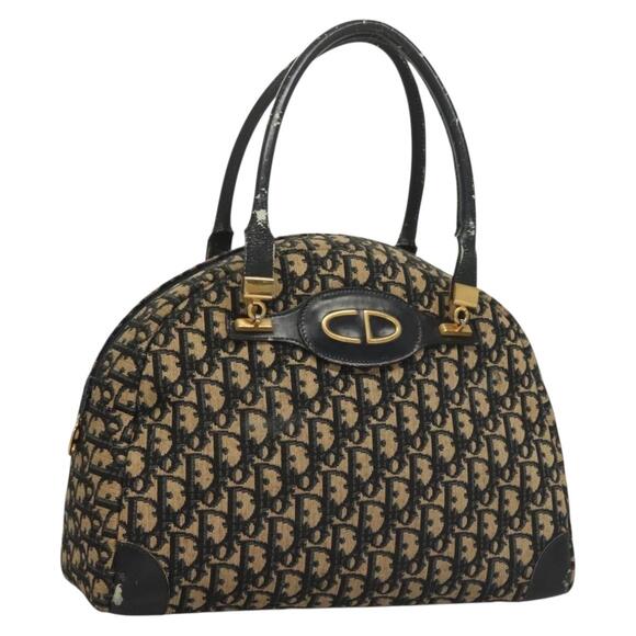 DIOR Trotter Canvas Hand Bag Navy Gold - Picture 1 of 12